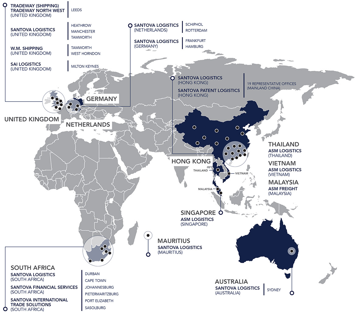 Santova-World-Map Global Presence